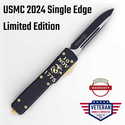 2024 USMC Birthday OTF (out-the-front) Knife by Krate Tactical (Single Edge)