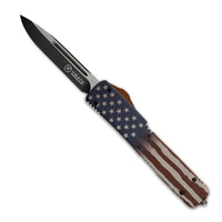 AMERICAN FLAG OTF Knife (out-the-front) Knife by Krate Tactical (Single Edge)