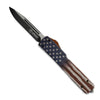 AMERICAN FLAG OTF Knife (out-the-front) Knife by Krate Tactical (Single Edge)