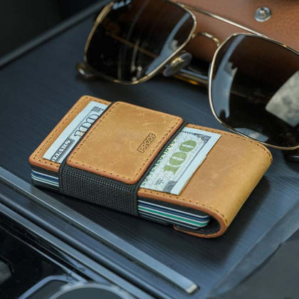 PROOF Wallet The Executive Tobacco Top Grain Leather & Dark Gunmetal Aluminum