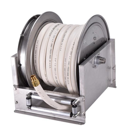 Hosetract LDS-1025-WD Hose Reel - Stainless DS Series White Wash Down with Brass Fittings | RepQuip Sales