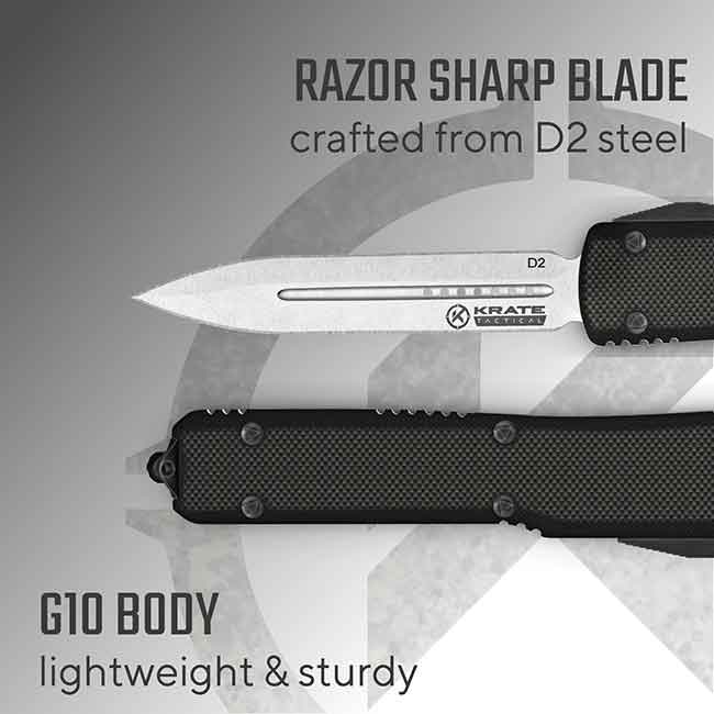 The Ghost OTF (out-the-front) Knife by Krate Tactical