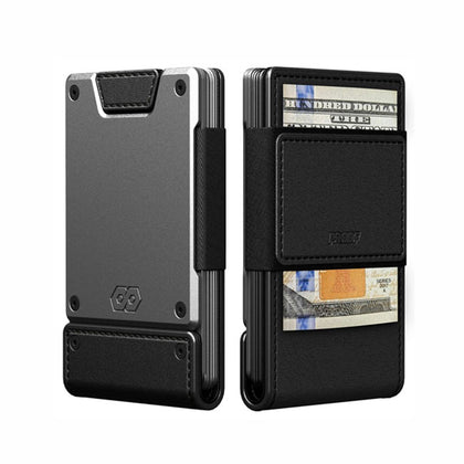 PROOF Wallet Apex Edition by Krate Tactical | Matte Black Full Grain Leather | Satin Gunmetal Aluminum