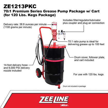 Zeeline ZE1213PKC 70 1 Premium Grease Pump for 120 lbs Kegs Package | RepQuip Sales Inc.