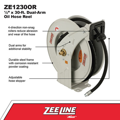 Zeeline ZE1230OR 30 ft Dual Arm Oil Hose Reel | RepQuip Sales Inc.