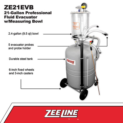 Zeeline ZE21EVB 21 Gallon Professional Fluid Evacuator with Measuring Bowl | RepQuip Sales Inc.