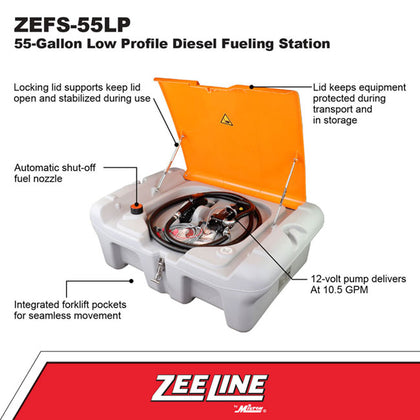 Zeeline ZEFS 55LP 55 Gallon Low Profile Portable Diesel Fueling Station | RepQuip Sales Inc.