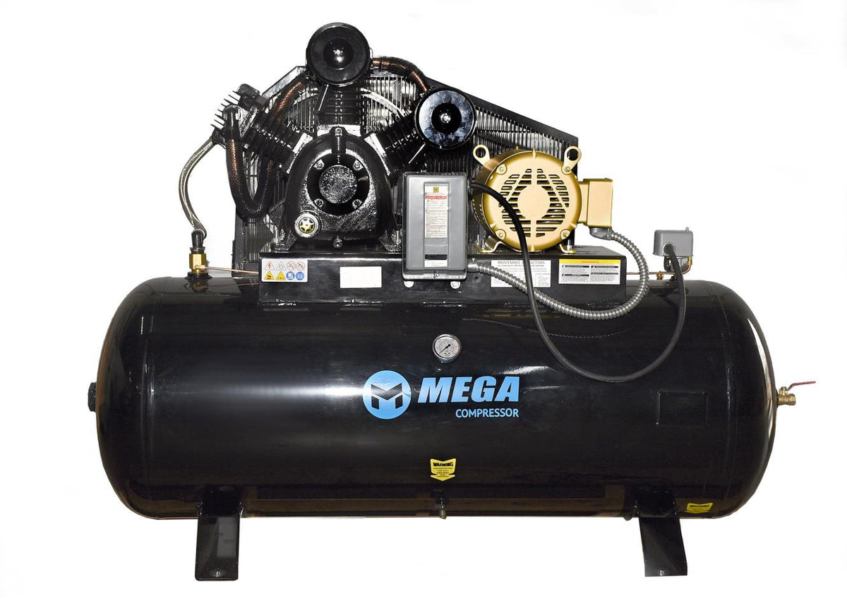 MEGA Compressor MP-10120H3-U Horizontal Electric air Compressor 3 PHAS ...