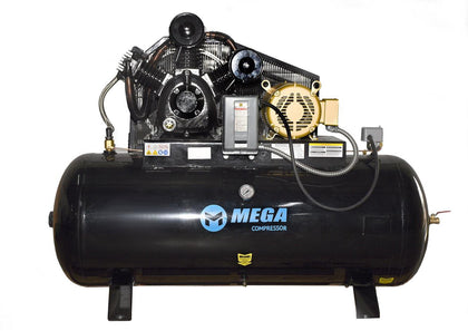 MEGA MP-10120H3 Horizontal Electric air Compressor 3 PHASE / 10 HP / 120 GAL - RepQuip Sales
