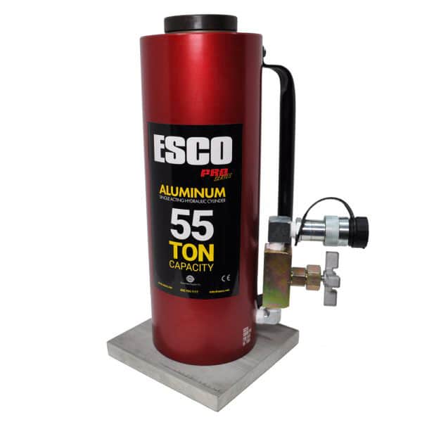 ESCO 10314 Jack, 55 Ton Lightweight Aluminum With Shut Off Valve and Base Plate, 10” Stroke